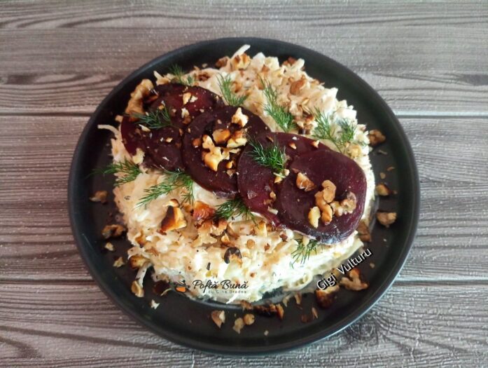Salata de telina cu iaurt si sfecla rosie