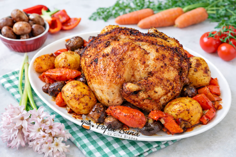 Pui la punga cu legume la cuptor