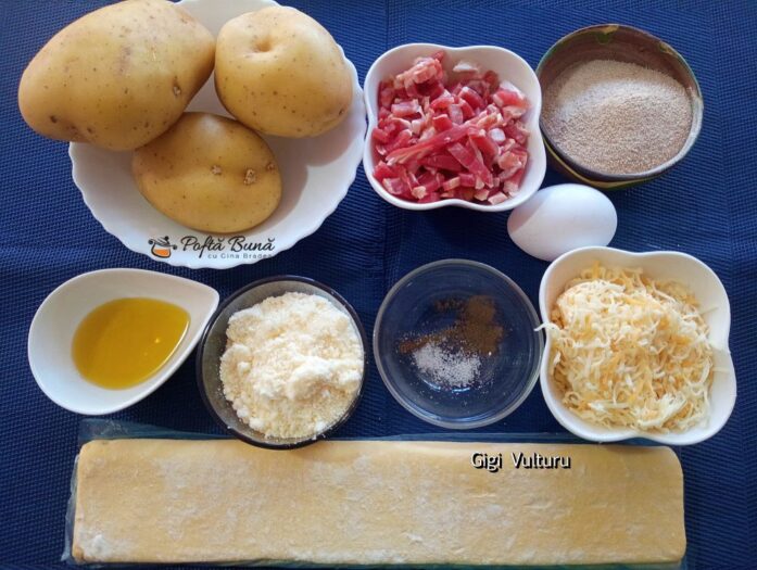 tarta sarata cartofi aluat foietaj reteta gina bradea 3 697x525 - Tarta sarata din cartofi si aluat foietaj