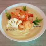 Creveti cu piure de conopida si cartofi