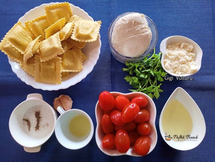 Ravioli cu mozzarella și roșii cherry - ingrediente