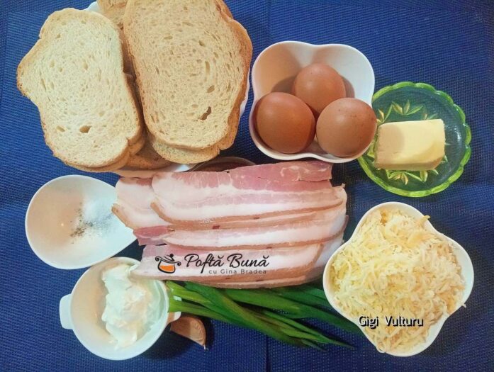Sandviș cald cu ouă, mozzarella și bacon