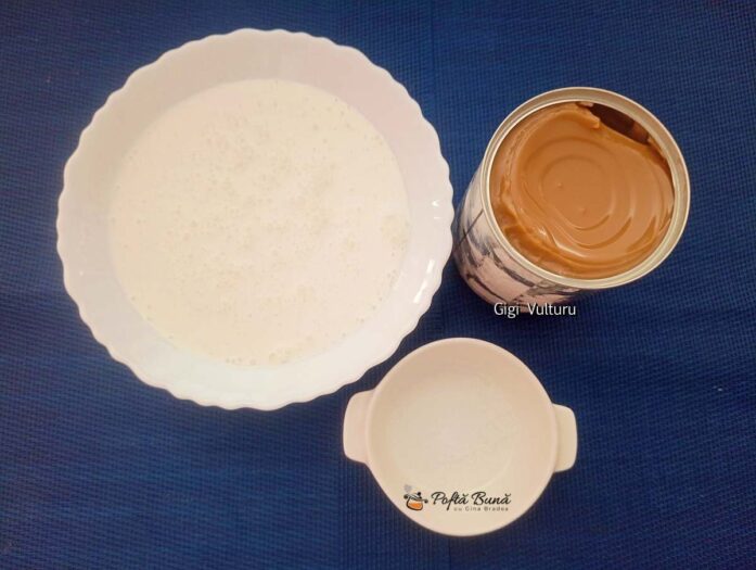 Ingrediente pentru înghețată de caramel cu frișcă și lapte condensat