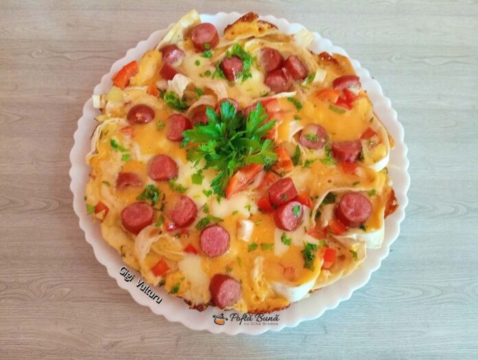Pizza din lipii fâșii la tigaie