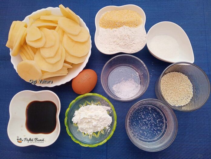 Ingrediente pentru cartofi prăjiți în tempura