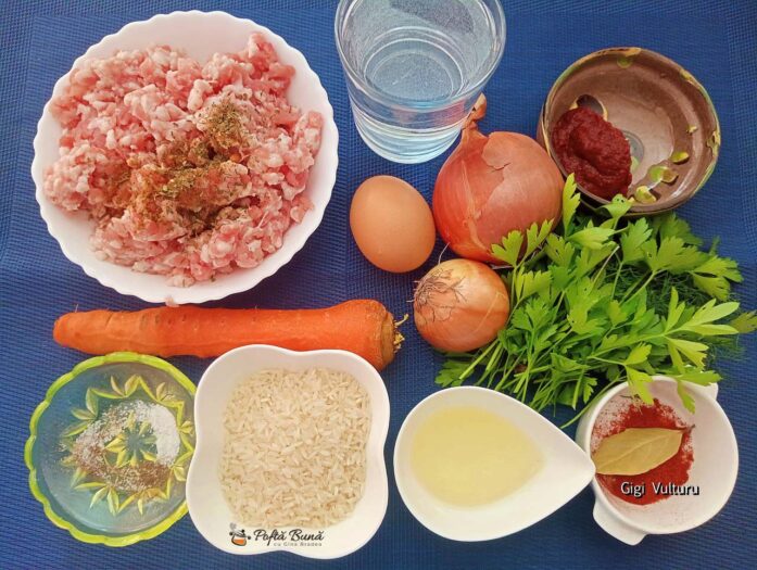 Chiftele arici cu carne tocată și orez - ingrediente pentru rețetă