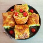 Ruladă din dovlecei, mozzarella, salată și roșii cherry