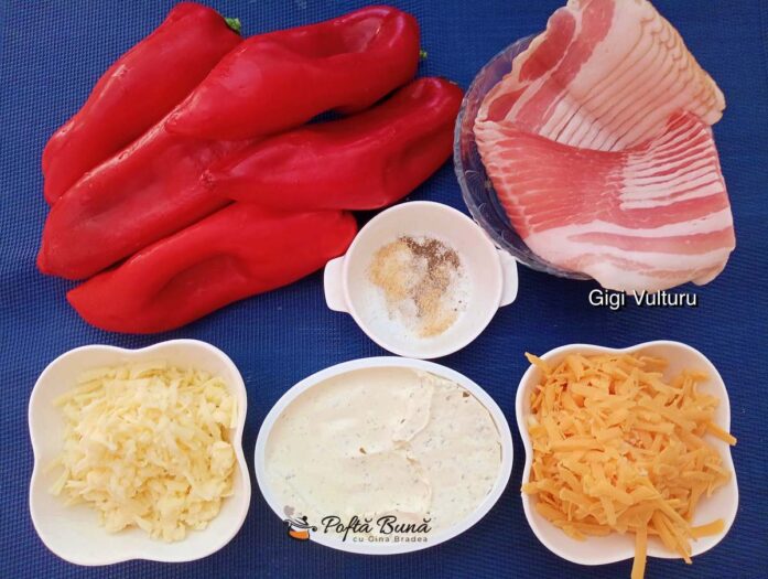 Ardei capia cu cremă de brânză înveliți în bacon - ingrediente