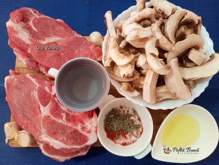 Ceafă de porc cu ciuperci la cuptor - ingrediente