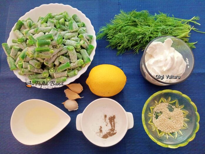 Ingrediente pentru fasole verde cu iaurt grecesc și mărar