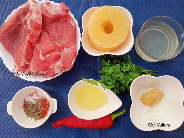 Ceafă de porc cu ananas la cuptor - ingrediente
